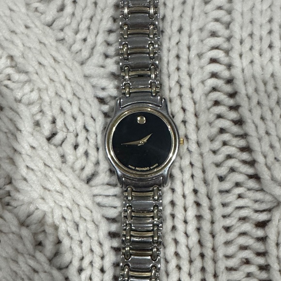 Movado Other - Movado Museum Classic Black Dial Watch with Silver and Gold tone Band